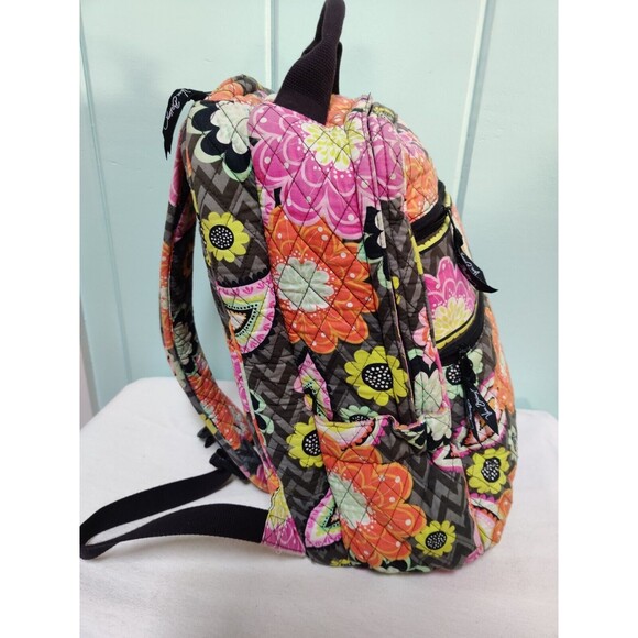 Vera Bradley Ziggy Zinnia Large School Backpack Pink Orange Floral Colorful Fade - Picture 4 of 15
